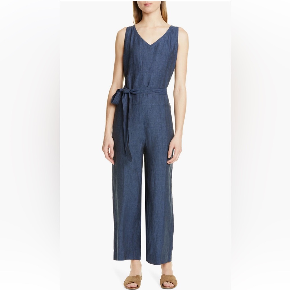 Eileen Fisher | Belted Organic Linen Jumpsuit | Indigo